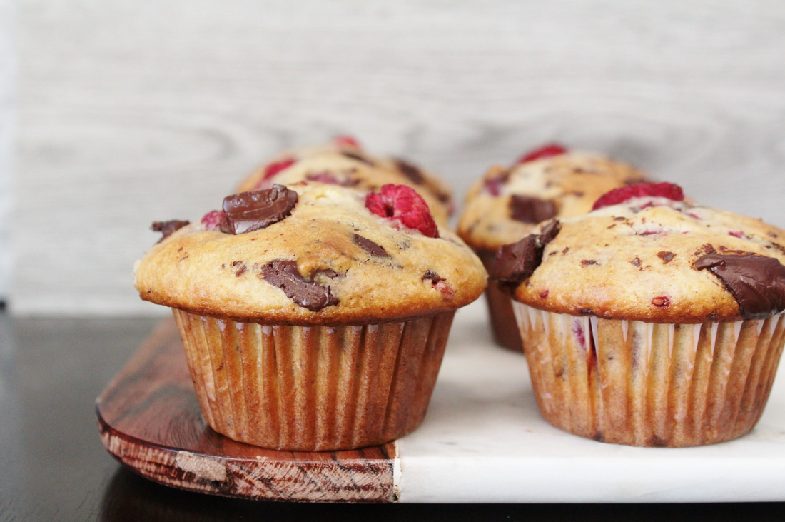 Chocolate Raspberry Banana Muffins